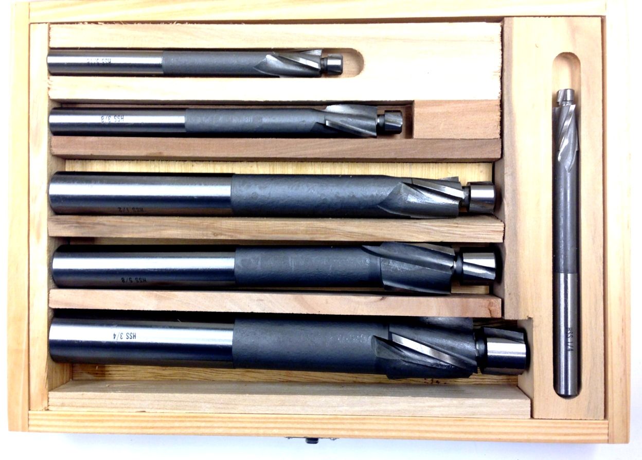 6 PIECE HIGH SPEED STEEL 3 FLUTE SOLID PILOT COUNTERBORE SET (2007-0003)