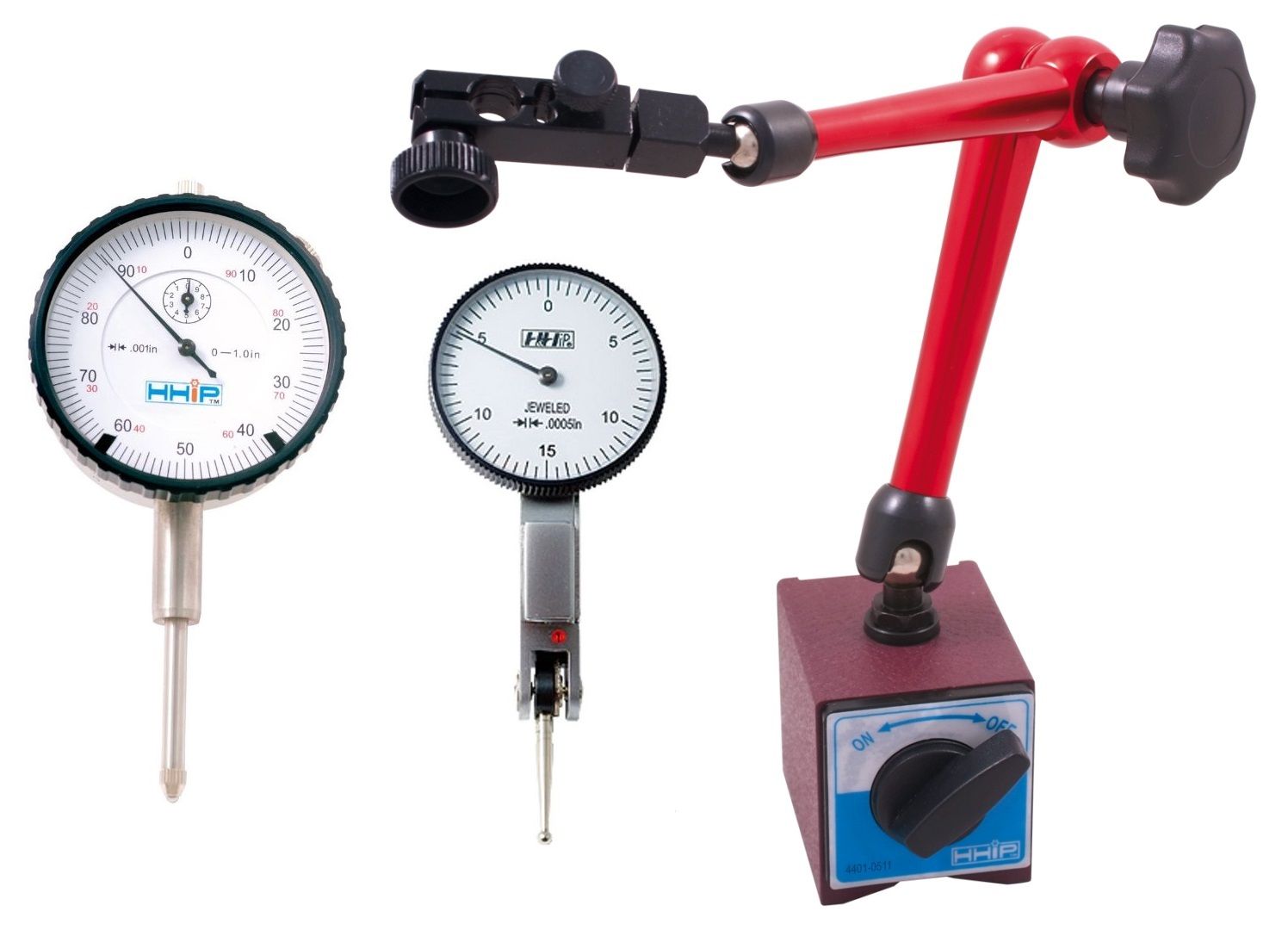 0.03" DIAL TEST & 1" DIAL INDICATORS WITH UNI MAGNETIC BASE (4400-0018)