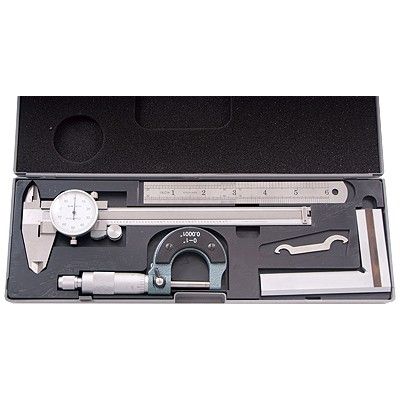 4 PIECE MACHINIST'S / STUDENT'S KIT WITH 6" DIAL CALIPER (4902-0004)