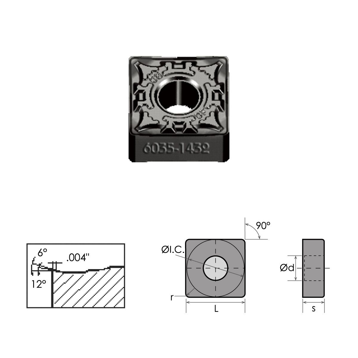 SNMG-432-DF BLACK DIAMOND COATED CARBIDE INSERT (6035-1432)