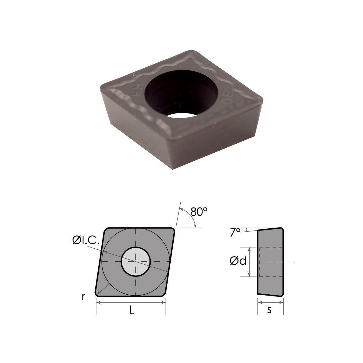 CPMT-32.52 BLACK DIAMOND COATED CARBIDE INSERT (6060-0322)