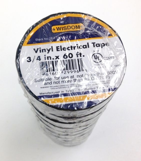 10 PIECE PACK OF 3/4" X 60 FT ELECTRICAL PVC TAPE (8070-0015)